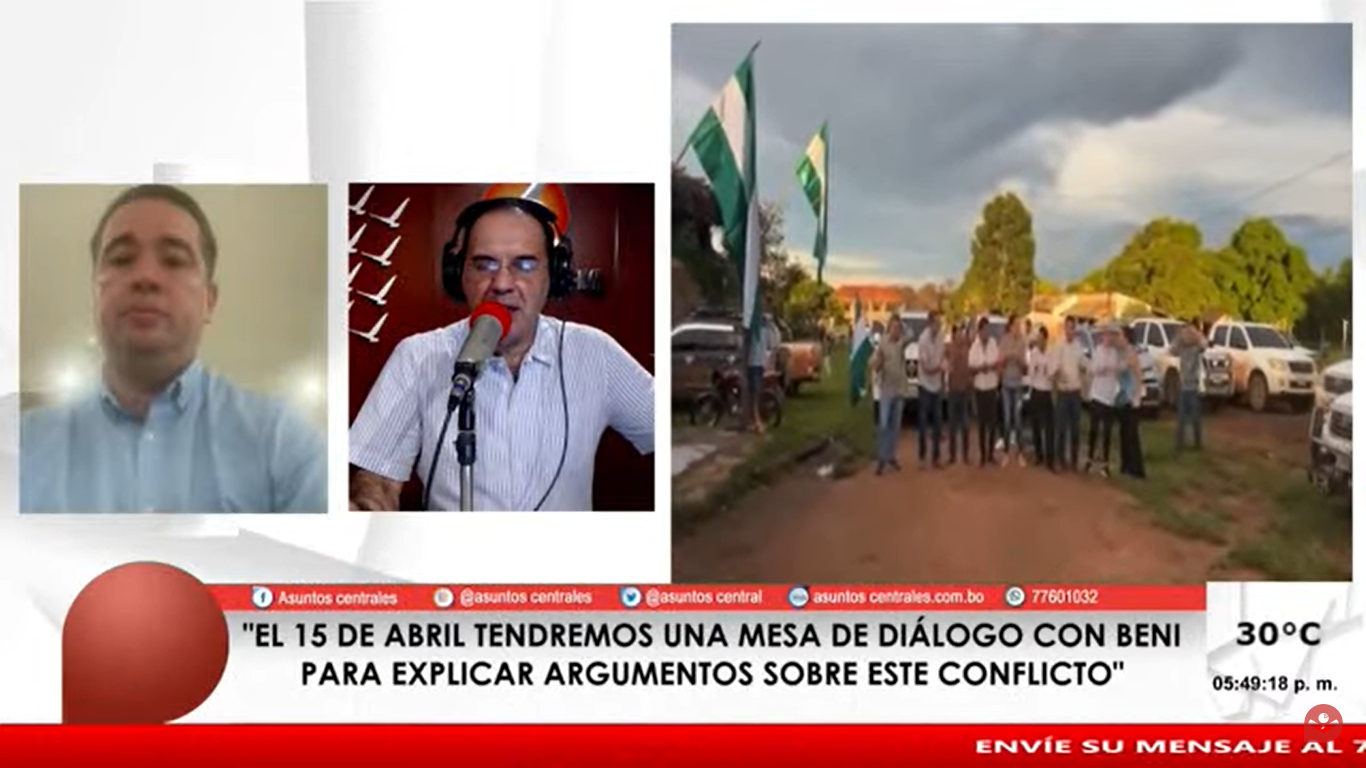 El lunes 15 se abrirá una mesa de diálogo entre gobernadores de Santa Cruz y Beni por Piso Firme