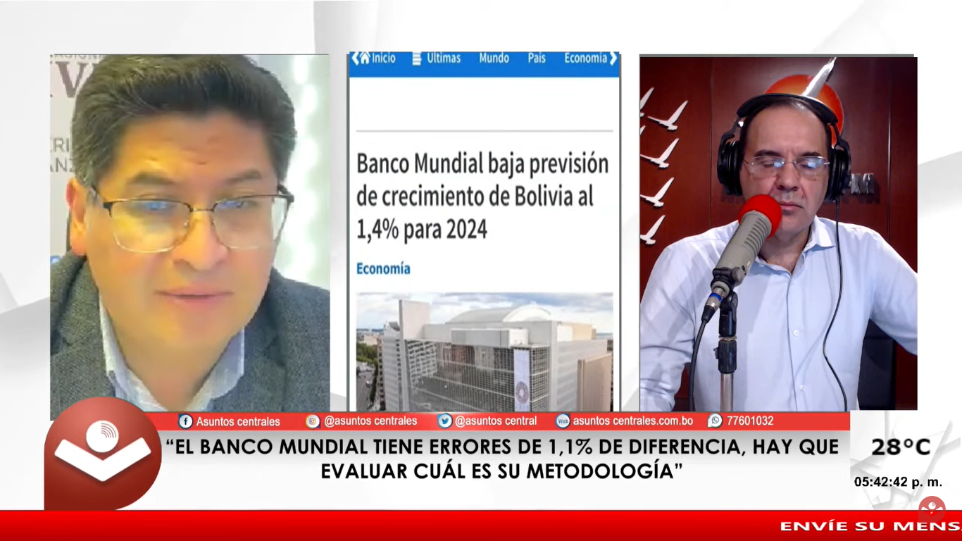 Ministro asegura que el Banco Mundial se equivoca y que Bolivia crecerá un 3,7% en 2024