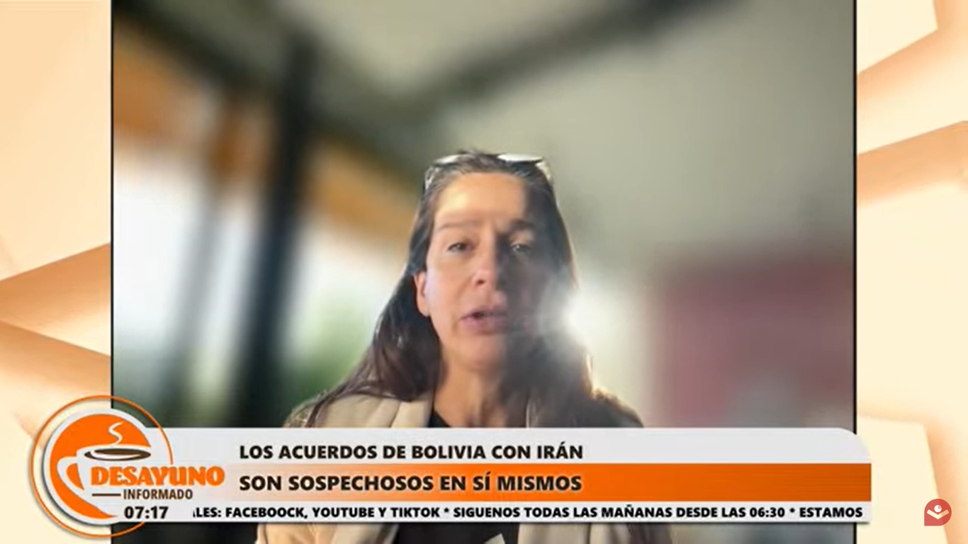 Periodista argentina alerta que el acuerdo Bolivia-Irán es “sospechoso” y se debe aclarar