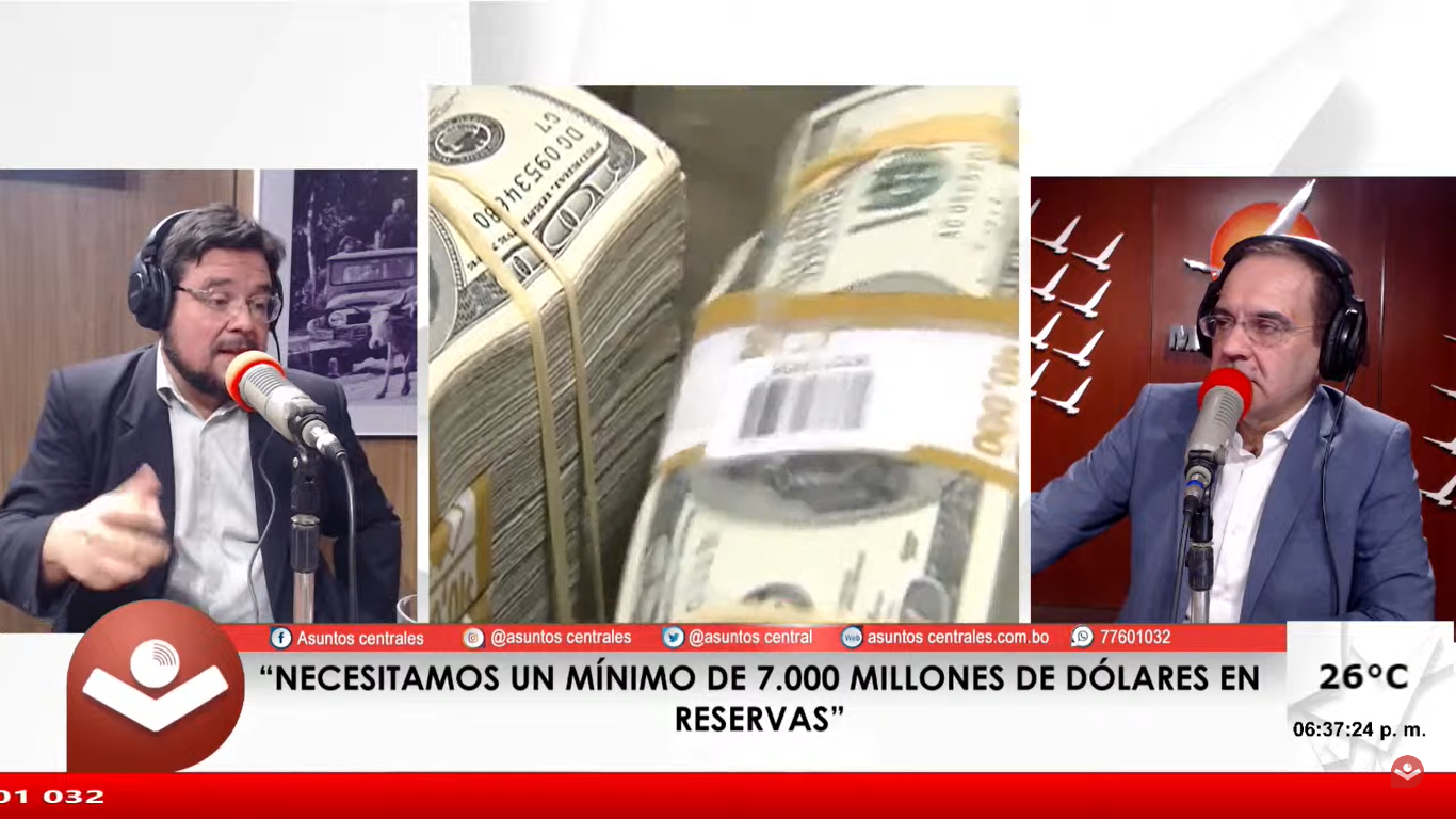 Bolivia necesita 7.000 millones de dólares en Reservas y solo tiene 1.700 alertó Jorge Akamine