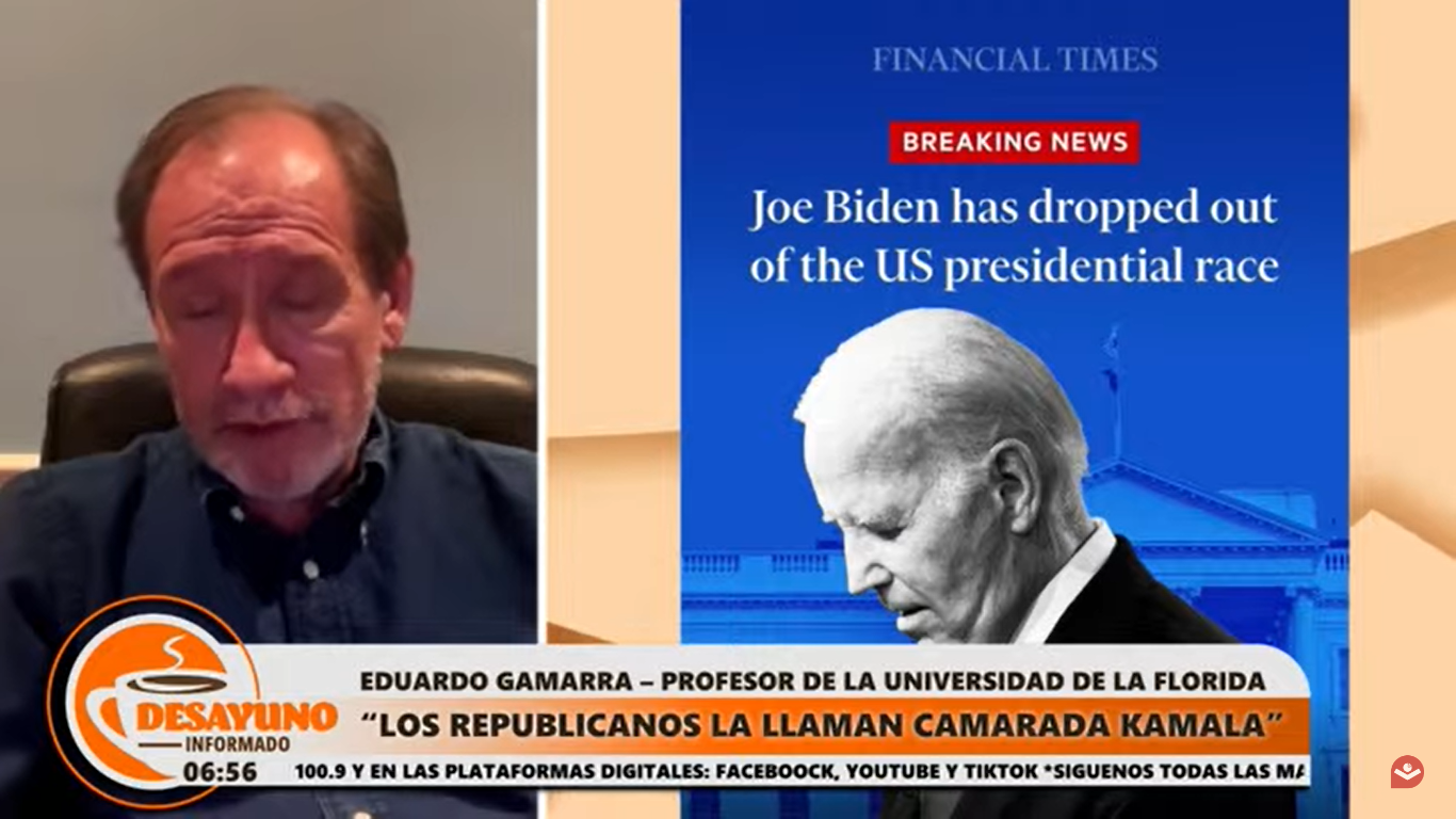 Eduardo Gamarra: “Con la salida de Biden vuelve la posibilidad de un triunfo de los demócratas”