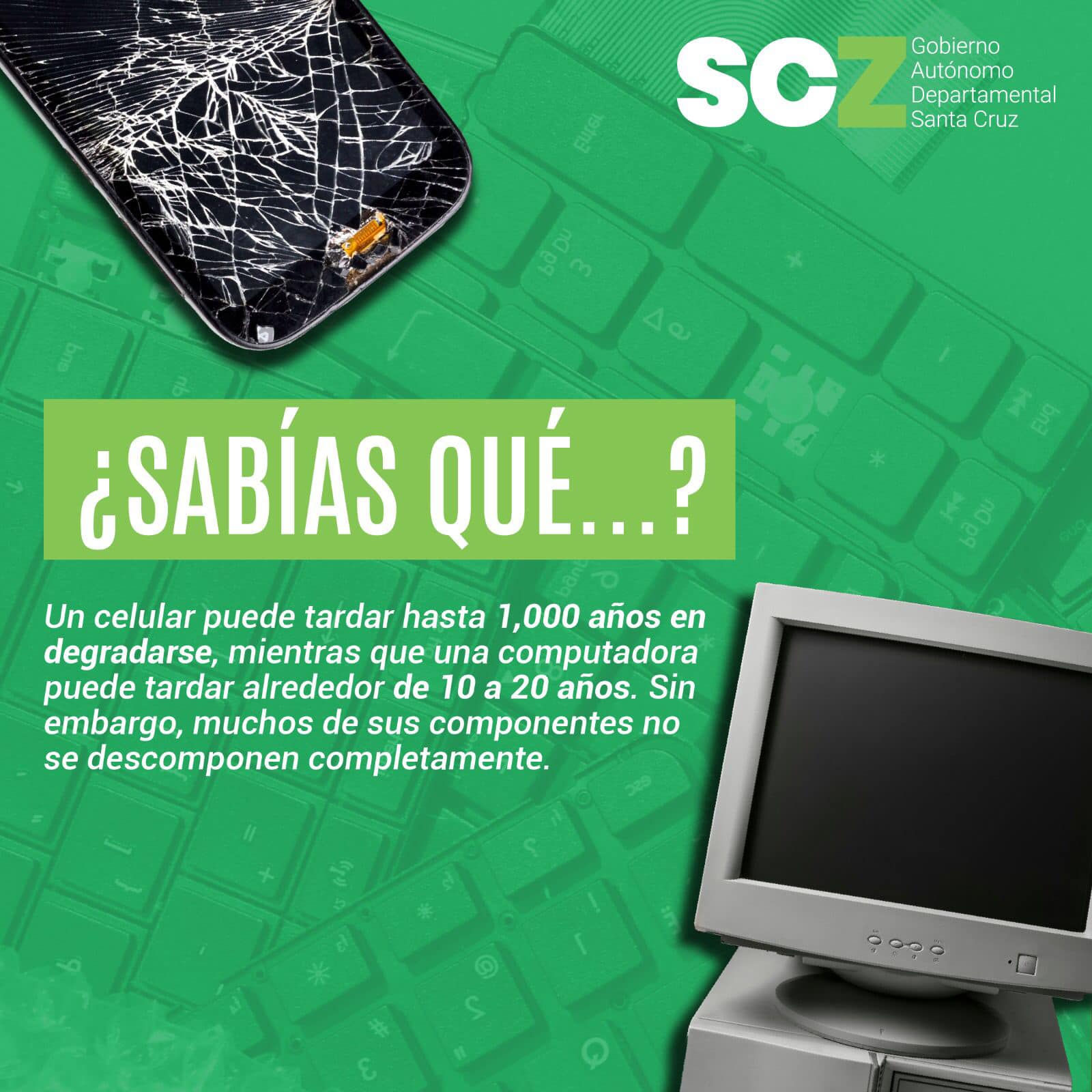 La Gobernación de Santa Cruz lanza campaña para evitar la contaminación por residuos electrónicos