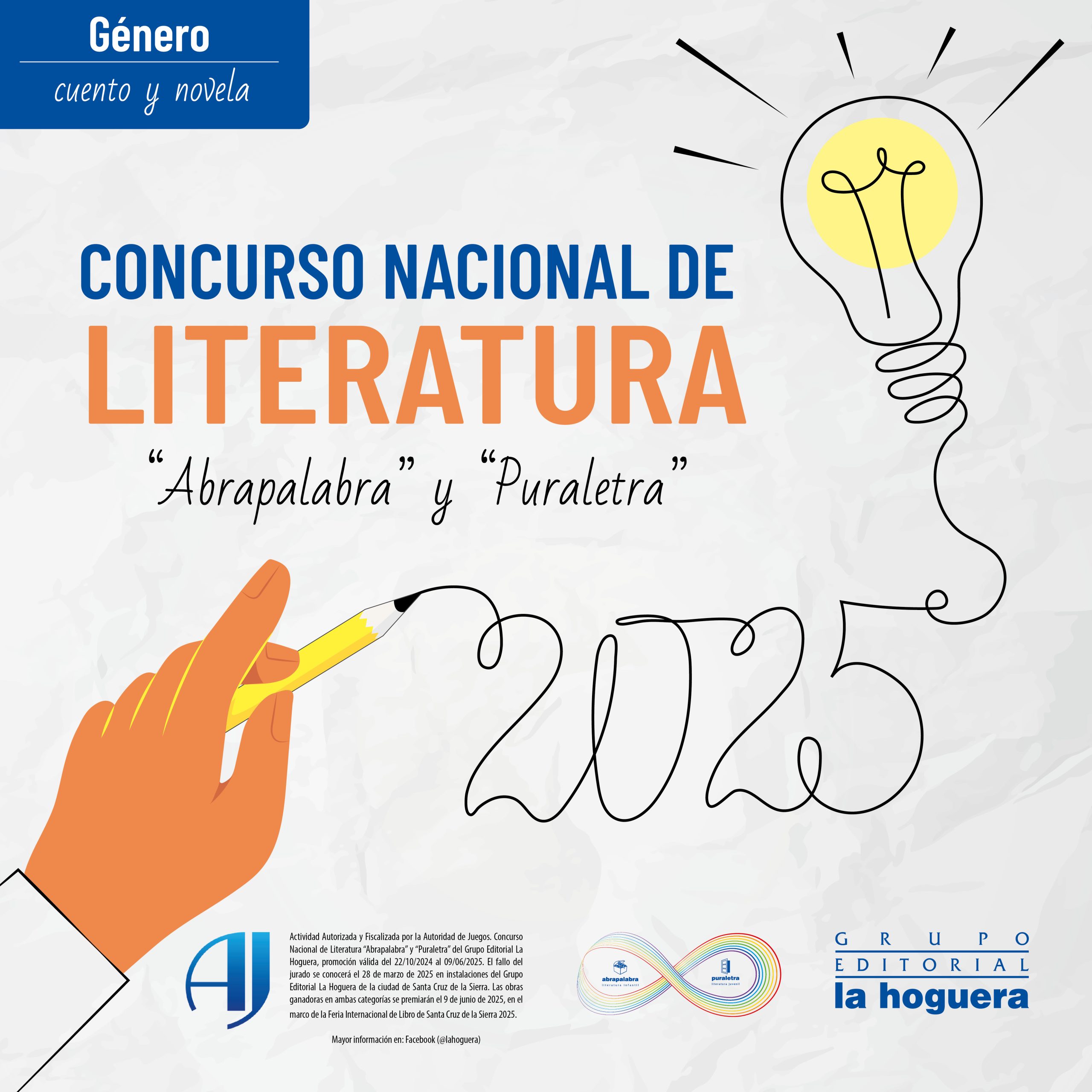 Editorial La Hoguera convoca a escritores al Concurso Nacional de Literatura “Abrapalabra” y “Puraletra” 2025,