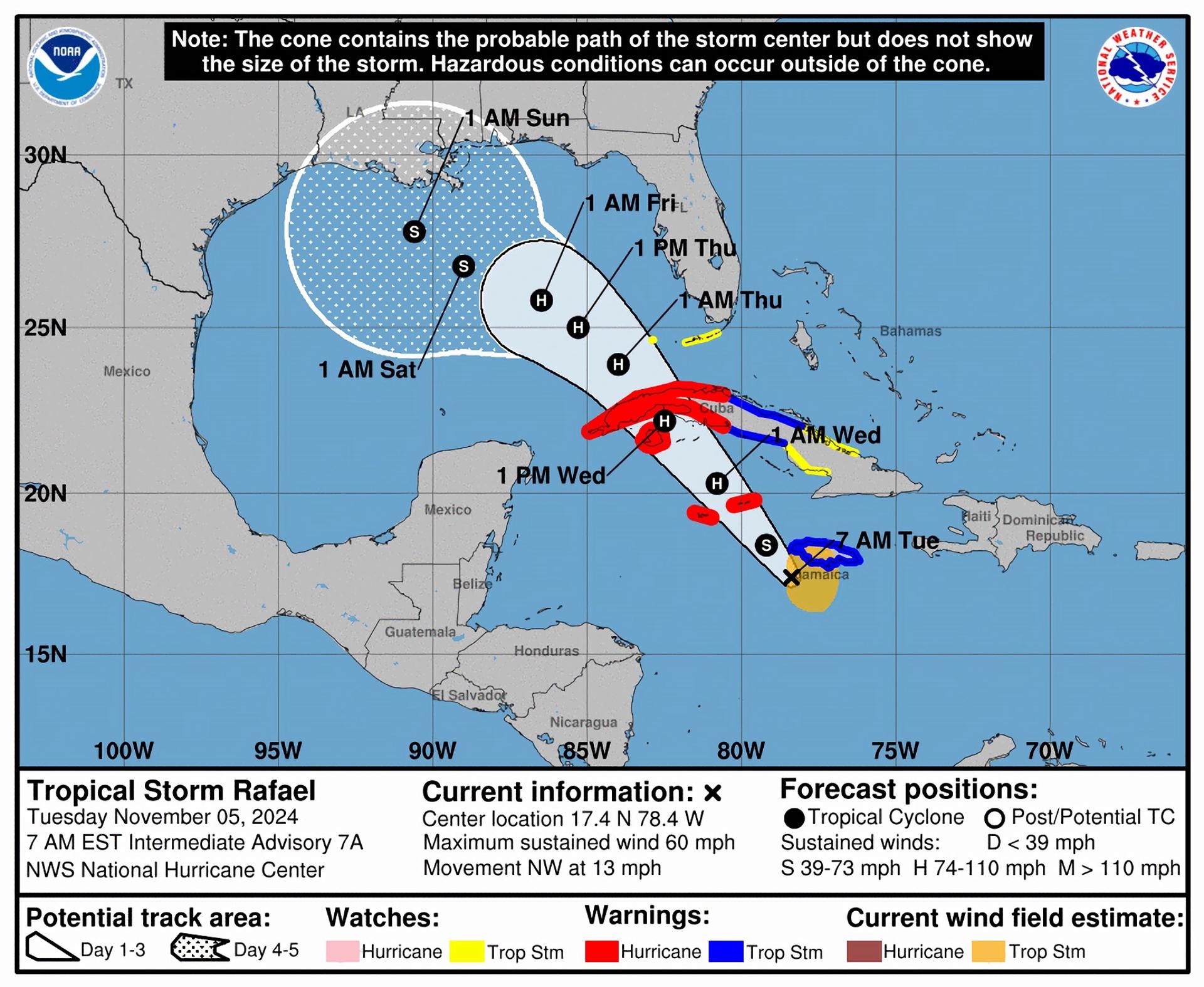 La tormenta Rafael puede convertirse en huracán mientras se aproxima a Islas Caimán y Cuba