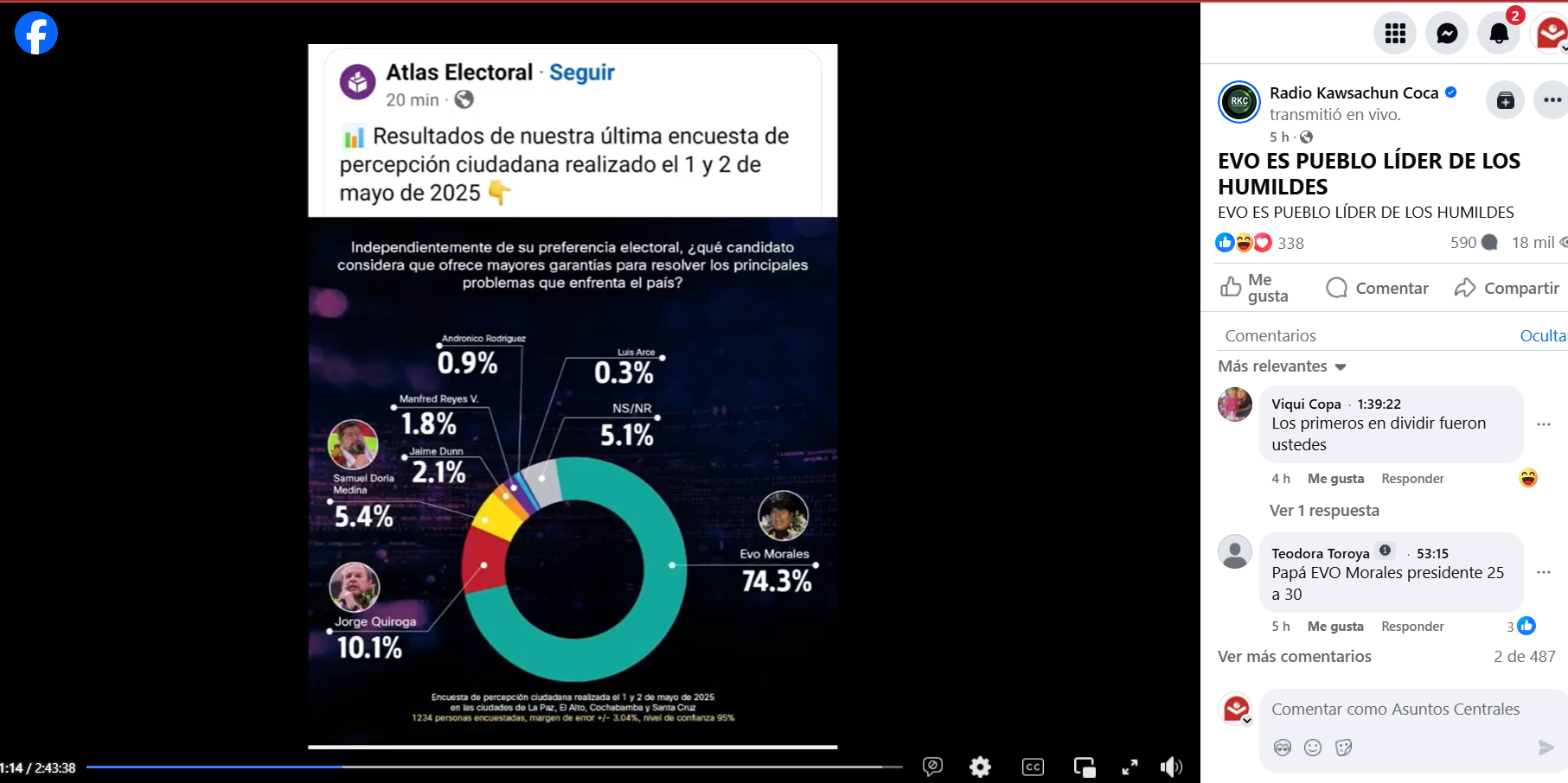 Evo Morales difunde encuestas en su programa radial pese a prohibición del TSE