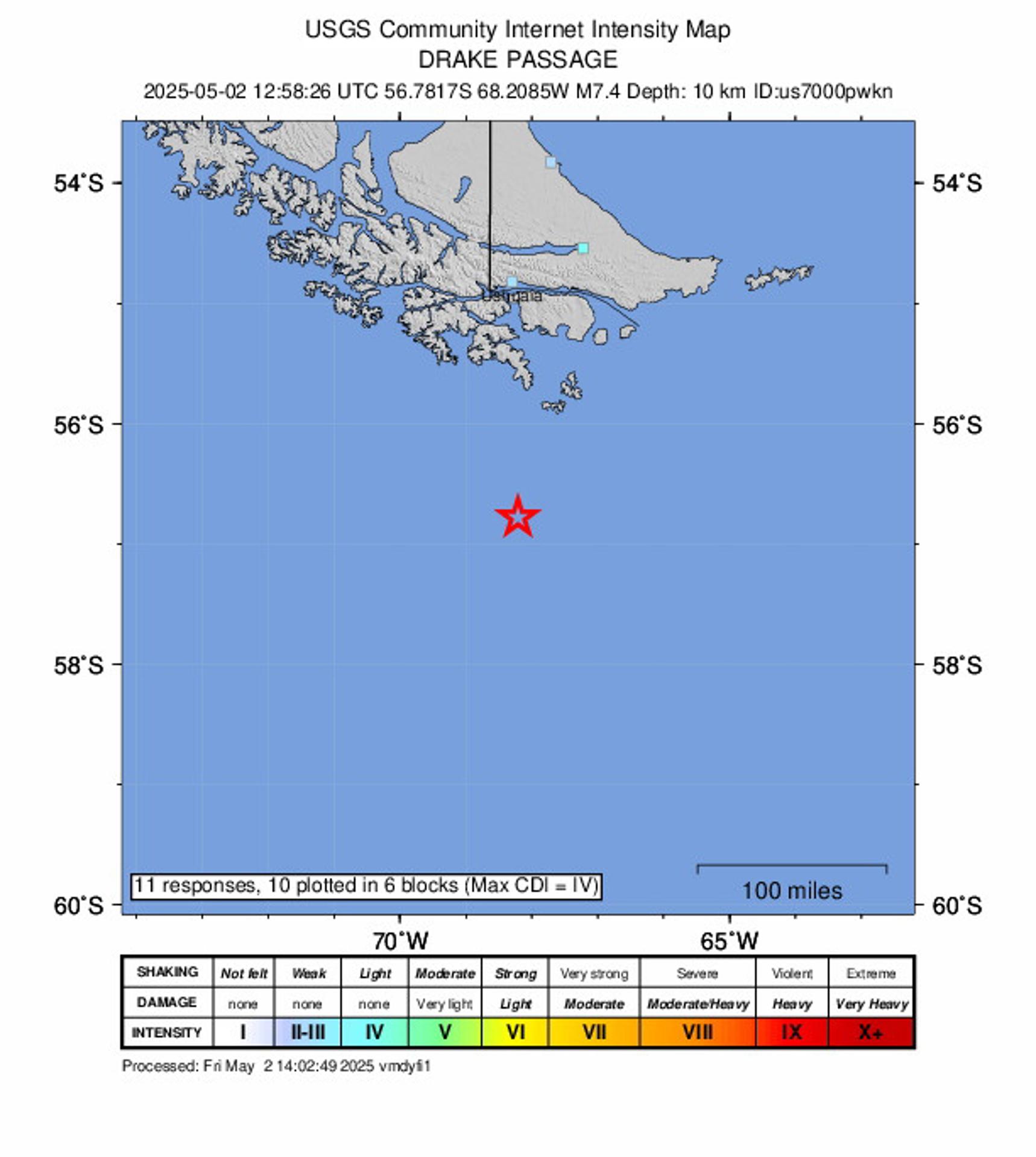 Terremoto de 7,5 grados Richter sacude extremo austral de Chile y emiten alerta de tsunami