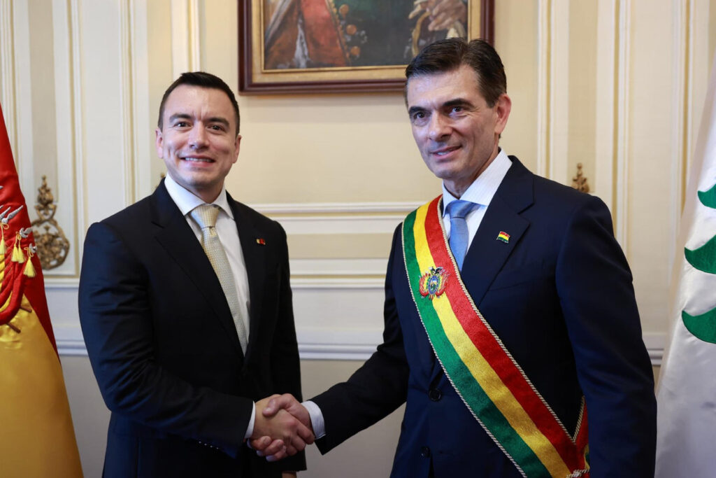 Rodrigo Paz se reúne con Noboa para “reiniciar” la cooperación entre Bolivia y Ecuador