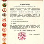 COB convoca a un Ampliado Nacional de Emergencia para analizar la coyuntura política y social del país